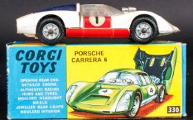 Corgi Toys No 330 Porsche Carrera 6 Model.White/Red Body, Complete With Blue/Yellow Picture Card