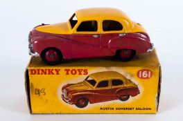 Dinky Toys No 161 Austin Somerset Saloon Diecast Model. Red Lower Body With Yellow Upper Body And