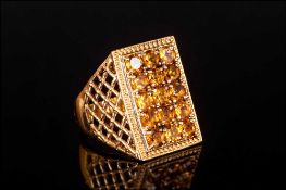 Madeira Citrine Rectangular Ring, 3.5cts of the warm, glowing, deep honey coloured Madeira