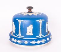 Antique Wedgwood - Cheese Dish and Cover, Decorated with Classical Figures on Blue Ground. 6.5