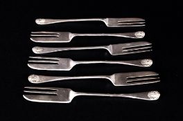 A Fine Set of Six 1930's Silver Grape Fruit Forks. Hallmark Chester 1928. As New Condition.