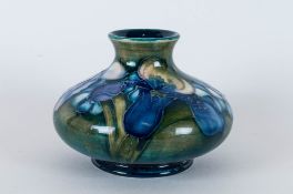Moorcroft Onion Shaped Vase ' Orchids ' Design on Emerald Green Ground. 3.25 x 4 Inches. Excellent