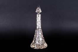 Edwardian Silver Topper & Cut Glass Perfume Bottle of tappered form Hallmark London 1910. Stands 7.