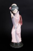 Lladro Japanese Figure ' Chrysanthemum ' Model Num.4990. Issued 1978, Height 11.75 Inches. Mint