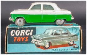 Corgi Toys No 200 Ford Consul Saloon Model. Grey/Green Body , Complete With Blue Picture Card Box,