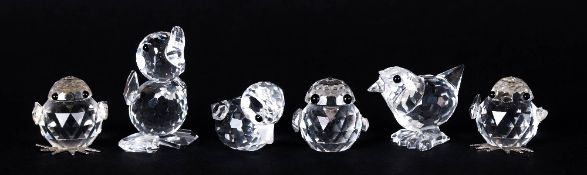 Swarovski Cut Crystal Collection of Chicks Figures with Black Eyes ( 6 ) Figures In Total. All In