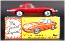 Corgi Toys No 307 'E' Type Jaguar With Detachable Hard Top, Plum Body, Complete With Blue/Yellow