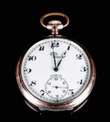 Swiss Antique Nilax Unitas Silver and Gold Gilt Open Faced Pocket Watch, 17 Jewell's, 19 Rubies,