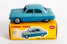 Dinky Toys No 162 Ford Zephyr Saloon Diecast Model. Two Tone Blue Body. Red And Yellow Picture