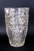 Tall Pressed Glass Flower Vase 12 inches high.