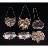 Victorian - Good Collection of Silver Plated Spirit Labels with Various Designs, Shapes and Sizes,