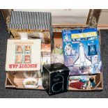 Mixed Box Lot Of Collectables Comprising figures, boxed biscuit barrell, space shuttle toy, boxed