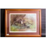 C David Johnston 1946 Limited Edition And Pencil Signed By The Artist Colour Print, Otter Family.
