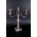 Antique and Quality Silver Plated Two Branch Candelabra with Embossed Decoration, Will Convert to
