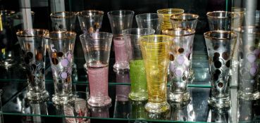 A Collection of 1950's Lemonade Glasses. All The Same Shape and Various Designs. Heights 7.25
