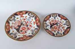 Two Royal Crown Derby Palette Plates In The Imari Pattern Palette, In Under glazed Blue and Reds