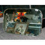 Art Deco Rectangular Shaped Mirror with engraved flowers to the mirror. 18x30''
