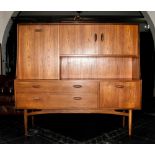 G Plan Teak Low Dresser Cabinet with a fall down secretaire and cupboards to the top & drawers &