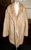 Ladies Blonde Mink Fur Jacket, collar with revers, fully lined. Slit pockets. Hook & Loop