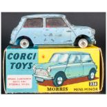 Corgi Toys No 226 Morris Mini-Minor, Light Blue Body, Complete With Blue/Yellow Picture Card Box,