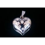 18ct White Gold Heart Shaped Pendant, Set with Brilliant Cut Diamonds, Est Diamond Weight 75 pts.