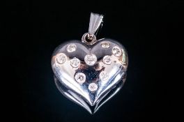 18ct White Gold Heart Shaped Pendant, Set with Brilliant Cut Diamonds, Est Diamond Weight 75 pts.