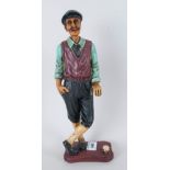 Resin Figure Of A Gentleman Golfer Standing On A Rectangular Base leaning on a golf club, 14'' in