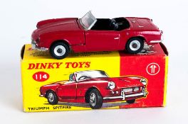 Dinky Toys No 114 Triumph Spitfire - Red With Black Interior Complete With Picture Card Box,