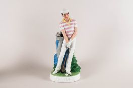 International Art Limited Edition Handpainted Resin Golfing Figure  Number 713/5000, Stands 12.
