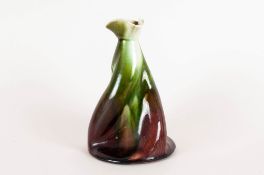 Christopher Dresser Earthenware Propeller Vase. Ault pottery, green and plum colour and. c1890 Ault