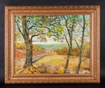 John Corcoran Oil On Board 'A View Of Barden Tower In Lancashire' Signed. 16x20.752 Framed in