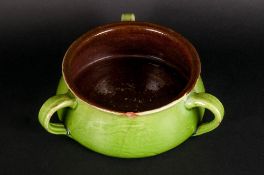 Charles H Brannam Barum, for Liberty Studio Pottery Bowl/Tyg With Three Strap Handles, Brown