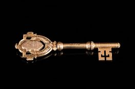 A Boxed - Mayoral Silver Gilt Presentation Ornate Key To Lord Major for Drybridge House, Monmouth.