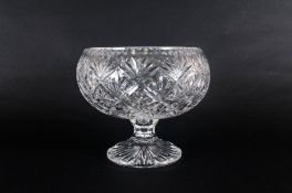 A Heavy & Good Quality Lead Cut Crystal Pedestal Bowl with star base. Stands 7.25'' in height. 7.5''