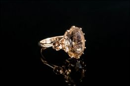 9ct Gold Smoky Quartz Ring, Fully Hallmarked, Size M