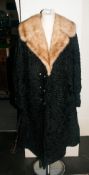 Ladies Curled Beaver Lamb Coat, with Mink Collar,