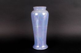 Ruskin Lilac Lustre Pottery Vase, tapering column with flared base and vertical, slightly flared