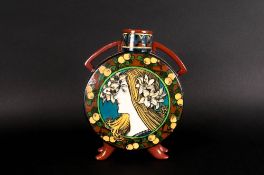 Foley Intarsio Twin Moon Flask/Vase  Rd 330308 designed by Frederick Rhead, Printed And Painted