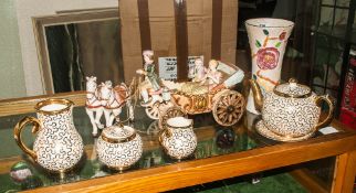 Collection Of Ceramics Including tea set, ceramics horse & carriage plus vase.