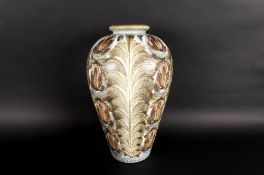 Denby Glyn Colledge Signed Tall 1950's Vase, Stylized Floral Form with Inscribed Signature to