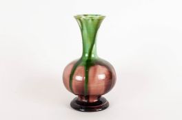 Christopher Dresser Designed Cabinet Vase. Ault pottery, green and plum colour and . c 1890. AULT