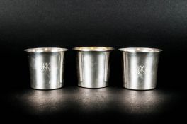 Swedish Silver Set of 3 Tots - Drinking Vessels of Plain Form. Hallmark Linkoping 1970. Each 2