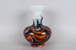 Murano Carlo Moretti Art Glass Vase. c.1970-1975. Marbled Design. Stands 9.75 Inches High. Excellent