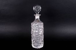 Whitefriars Full Lead Crystal Glass Dimpled Ice Moulded Decanter and Stopper. With Whitefriars