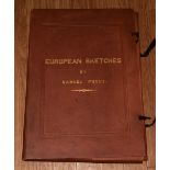 A Folio of European Sketches by Samuel Prout, In a Gilt Buckram Cover, The Portfolio Consists of