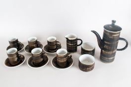 Rye Pottery Coffee Set including coffee pot, milk jug, 2 sugar bowls, 6 cups & saucers etc
