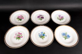 KPM Collection of Hand Painted Porcelain Plates (6) in total. With botanical scenes to centre