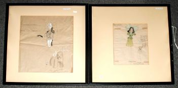 Berkley Suttcliffe Two Costume Designs From Panama Hattie  both watercolour and pencil on paper, One