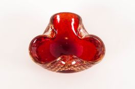 Murano Ruby Red Bowl. Bullicante with gold. 4.75'' in diameter