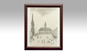 L.S. Lowry, Pencil Drawing ''The Old Town Hall and St Hilda's Church Middlesbrough'', signed in